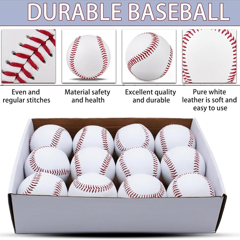 Magicorange Baseball, 12 Pack Training Baseballs Unmarked Practice Rubber Core Baseballs for Hitting, Soft Toss, Batting, Fielding, Pitching - Image 3